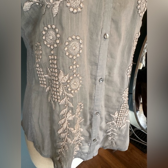 Anthropologie Tiny Embroidered Sand Sable cardigan sweater top blouse sz xs - Picture 2 of 11